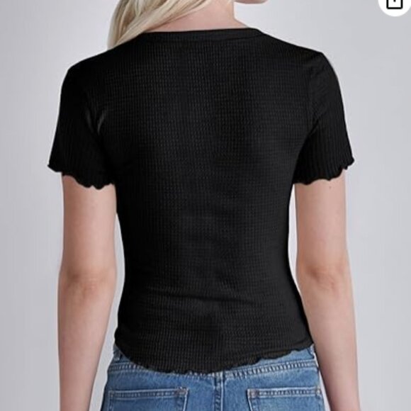 Dokotoo Women’s Size 2XL Black Waffle Knit Top - Picture 2 of 11